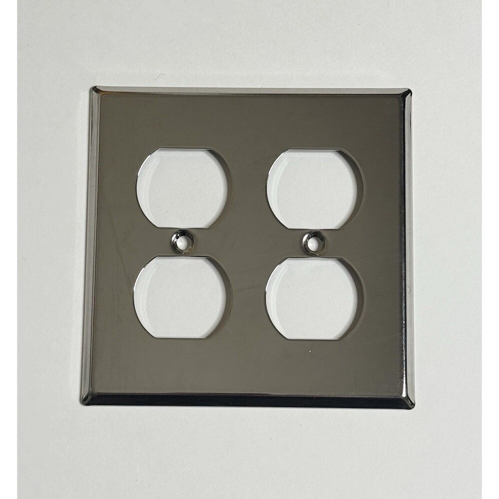 Restoration Hardware Metal 2-Gang Duplex Outlet Wall Plate Polished Nickel $15